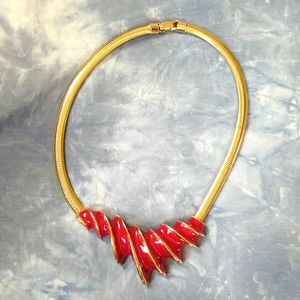 Vintage Red Enamel Necklace